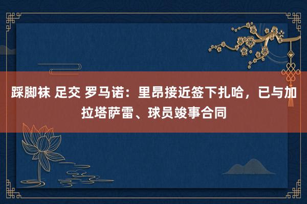 踩脚袜 足交 罗马诺：里昂接近签下扎哈，已与加拉塔萨雷、球员竣事合同