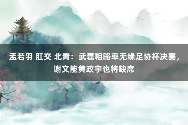 孟若羽 肛交 北青：武磊粗略率无缘足协杯决赛，谢文能黄政宇也将缺席