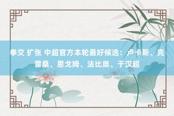 拳交 扩张 中超官方本轮最好候选：卢卡斯、克雷桑、恩戈姆、法比奥、于汉超